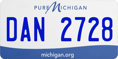 MI license plate DAN2728