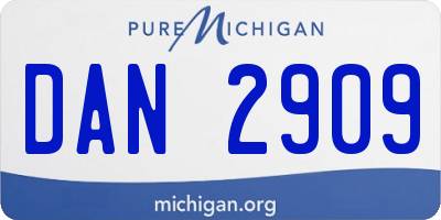 MI license plate DAN2909