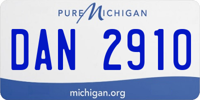 MI license plate DAN2910