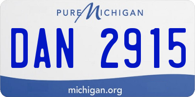 MI license plate DAN2915