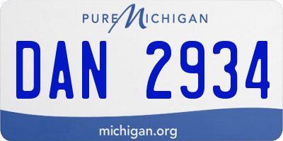 MI license plate DAN2934