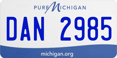 MI license plate DAN2985