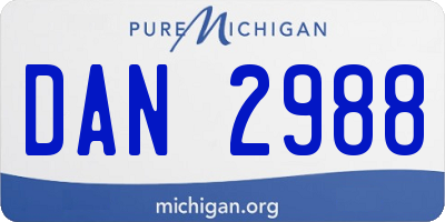 MI license plate DAN2988