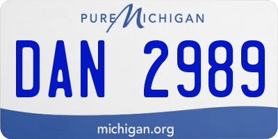 MI license plate DAN2989