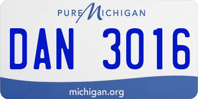 MI license plate DAN3016