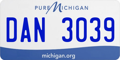 MI license plate DAN3039