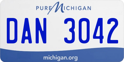 MI license plate DAN3042