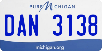 MI license plate DAN3138