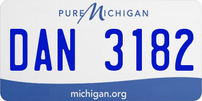 MI license plate DAN3182