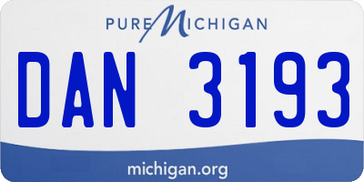 MI license plate DAN3193