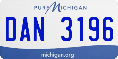MI license plate DAN3196