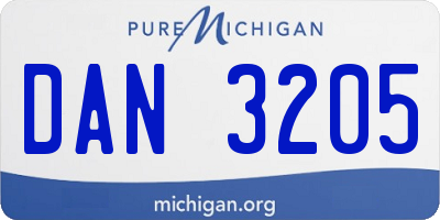 MI license plate DAN3205