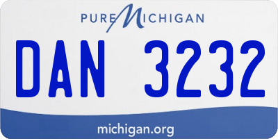 MI license plate DAN3232