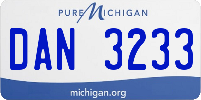 MI license plate DAN3233