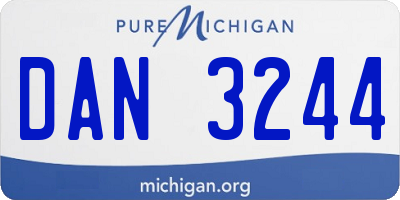 MI license plate DAN3244