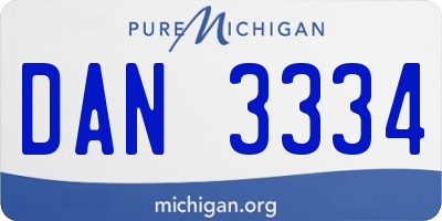 MI license plate DAN3334
