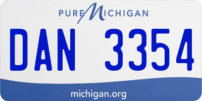 MI license plate DAN3354