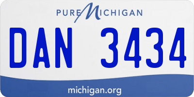 MI license plate DAN3434