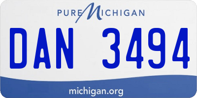 MI license plate DAN3494