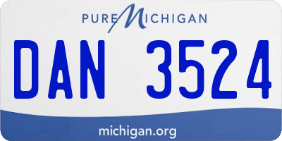 MI license plate DAN3524