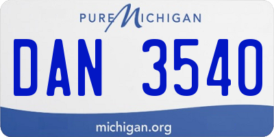 MI license plate DAN3540