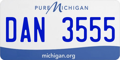 MI license plate DAN3555