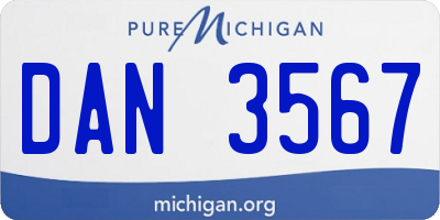 MI license plate DAN3567