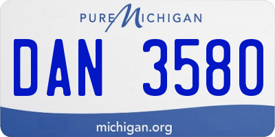 MI license plate DAN3580