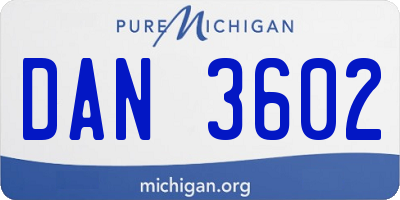 MI license plate DAN3602