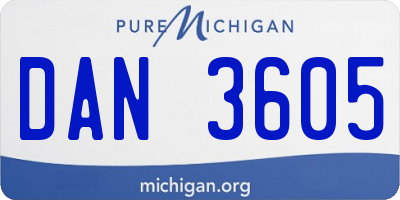 MI license plate DAN3605