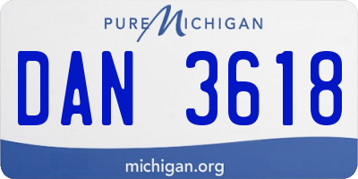 MI license plate DAN3618