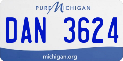 MI license plate DAN3624