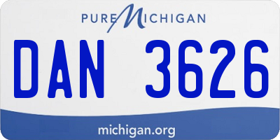 MI license plate DAN3626