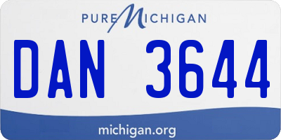 MI license plate DAN3644