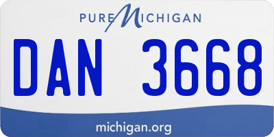MI license plate DAN3668