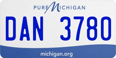 MI license plate DAN3780