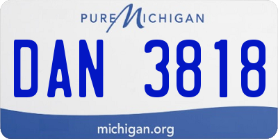 MI license plate DAN3818