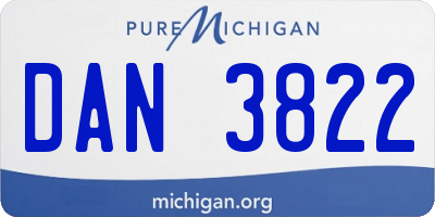 MI license plate DAN3822