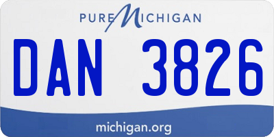 MI license plate DAN3826