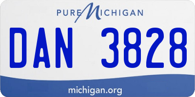MI license plate DAN3828