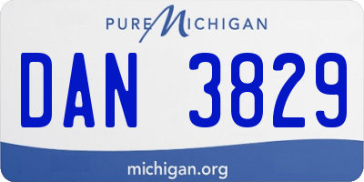 MI license plate DAN3829