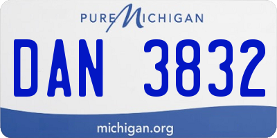 MI license plate DAN3832