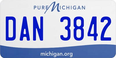 MI license plate DAN3842