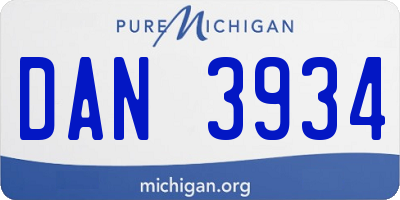MI license plate DAN3934