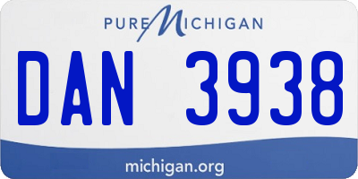 MI license plate DAN3938