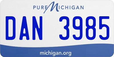 MI license plate DAN3985