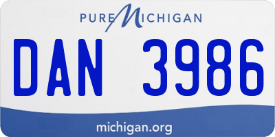 MI license plate DAN3986