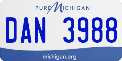 MI license plate DAN3988