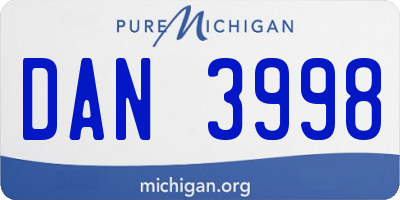 MI license plate DAN3998