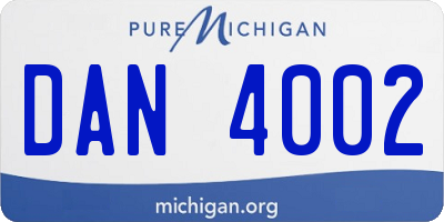 MI license plate DAN4002